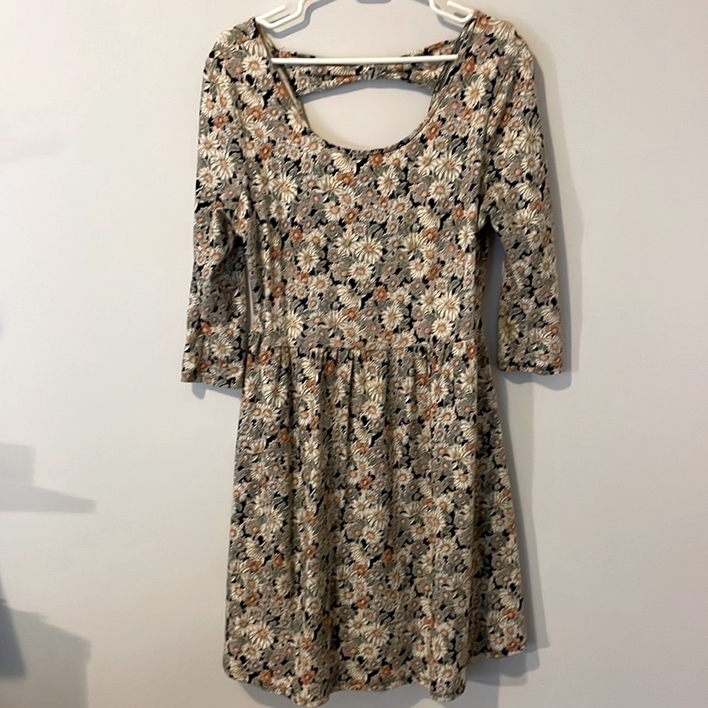 3/4 Sleeve Sunflower Midi Dress